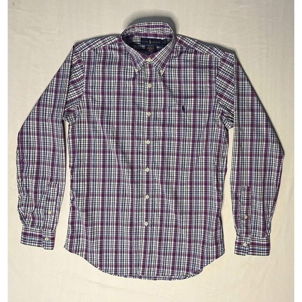 Polo Ralph Lauren Dress Shirts Men's SM Plaid Solid Long Sleeve Button Up Lot X2